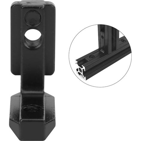 10 pièces Connecteur d'angle intérieur en acier au carbone en forme de L à rainure en T, support de joint noir (3030) (1/5)
