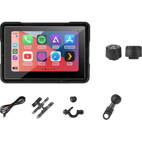Videoregistratore per moto, compatibile con CarPlay wireless, registrazione a doppia lente, modello MT00-NO DVR-TPMS (1/2)