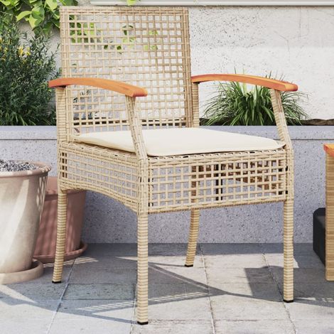 Lot de 2 Chaises de jardin,Siège de Terrasse Chaise d'extérieur coussins beige résine tressée acacia CFW782404 (1/5)