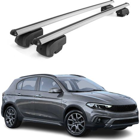 OMAC Aluminium Dachträger Querträger für Fiat Tipo Cross 2020-2026 – City Crash – ISO/PAS 11154:2006 – Abschließbar – Max. 75 kg – 2 Stangen Silber (1/5)