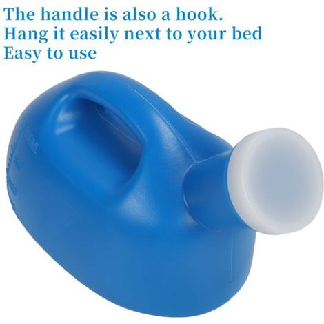 Bouteille d'urinoir pour hommes de 2000 ml, grande capacité, anti-déversement, pour patients alités, bleu - (1/5)