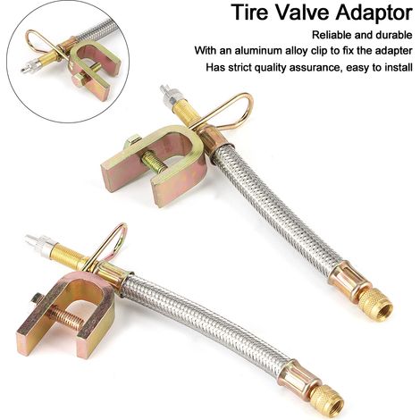 Universeller Verlängerungsadapter für Autoreifenventile, 150 mm geflochtener Schlauch, 2 Stück (1/5)