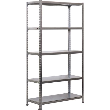 SimonRack Scaffale Portaoggetti, 1800x900x400 mm, 5 Ripiani, Portata 70 kg per Ripiano, Metallo, Scaffale da Garage, Zincato – Ecoclick