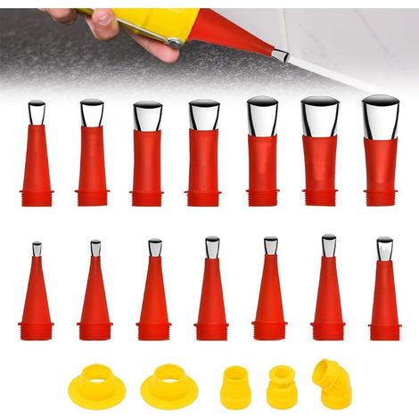 Calfeutrage Buse Applicateur Réutilisable, Trousse à outils universelle de buse en caoutchouc intégrée, Universel Kit D'outils De Buse En Caoutchouc Avec Base (19PCS(5 accessoires)) (1/3)