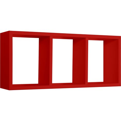 Mensola cubo 3 scomparti scaffale rosso soggiorno salotto camera moderno Tristano (1/7)