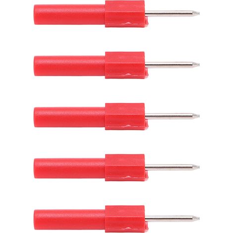 Packung mit 5 einziehbaren Messspitzen für Multimeter, isolierte Bohrnadel, 4 mm Bananenstecker, rot. (1/5)