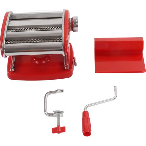 Machine à pâtes manuelle multifonction, presse à nouilles aspirante rouge en acier inoxydable, petit modèle domestique avec 2 lames (1/5)