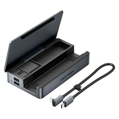 Docking USB Tipo-C para Steam Deck / Switch Vention TPZH0/ 2xHDMI 4K/ 3xUSB/ 1xUSB Tipo-C/ 1xUSB Tipo-C PD/ 1xRJ45/ 1xLector Tarjetas/ Gris