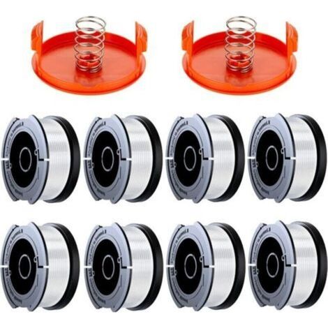 Lot de 12 bobines de fil de coupe-bordures Black & Decker, bobine de fil de coupe-bordures de 0,2 cm (8 fils de coupe-bordures, 2 couvercles, 2 ressorts). (1/4)