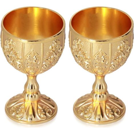 coupes dorées, verres à vin vintage en métal gaufré, verres à craie vintage, verres à vin courts gaufrés faits main, verres à vin (1/5)