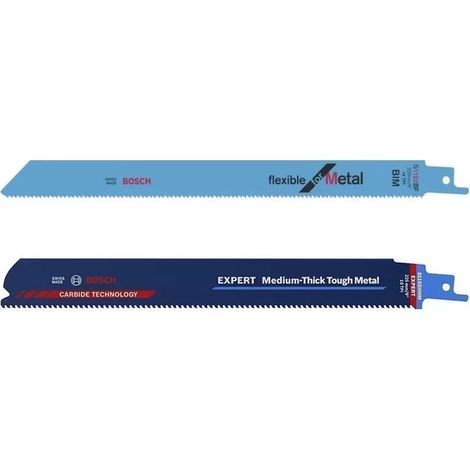 Bosch – Lames de scie sabre S1122BF (25 pcs) et S1155HHM (1 pc) – Longueur 225 mm – Pour coupes métal jusqu'à 175 mm – SKU 2608653598