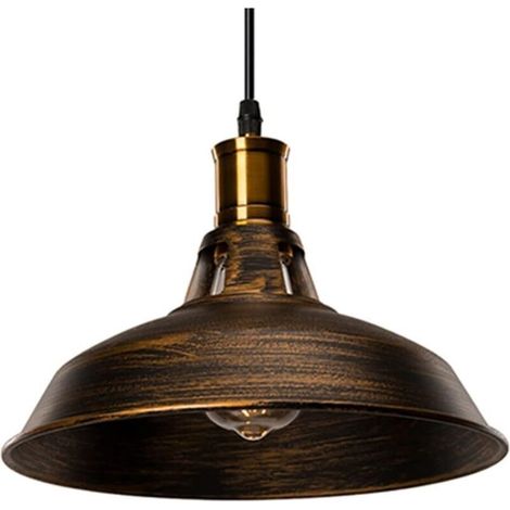 Lustre Suspension Industrielle Vintage E27 LED Lampe Plafonniers Retro Abat-jour pour Cuisine Salle à manger Salon Chambre Restaurant, Laiton (1/4)