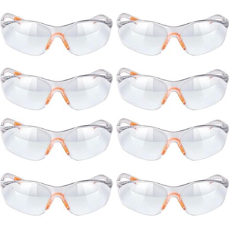 8pcs Lunette de Protection Travail, Lunette Protection Chimie, Transparente Lunettes avec Pont-de-Nez, S'applique à Travaux Extérieurs (Tels Construction Electrique, Ski) (1/4)