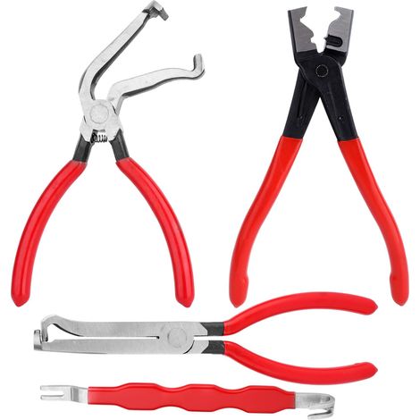4-teiliges Set elektrischer Trennzangen, gerade und 60° abgewinkelt, zum Entfernen von Kraftstoffleitungsklemmen für die Reparatur von Pkw und Lkw.