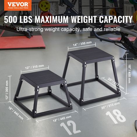 Boîte de Pliométrie 458 mm Plateforme Pliométrique Antidérapante Charge 227 kg Boîte à Saut Musculation Fitness Crossfit pour Entraînement Pliométrique Step-up Pompe Squat Gym Domicile Noir (1/5)