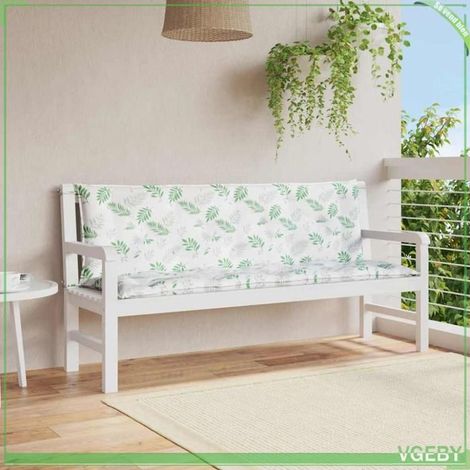 361712 Coussins de banc de jardin lot de 2 motif de feuilles tissu (1/5)