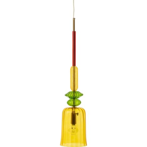 Suspension verre coloré jaune design pour éclairage élégant - Jaune verre coloré avec touches vertes (1/4)