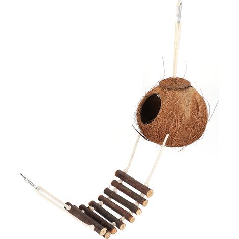 Nid d'oiseau, nid d'élevage pour hamster, échelle d'escalade, cachette naturelle en noix de coco, maisonnette à jouets (1/5)