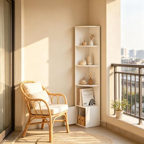 Étagère d’Angle sur Pied, Bibliothèque Présentoir de Rangement pour Bureau et Salon (1/5)