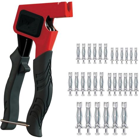 Metal Plasterboard Dowels, Hollow Body Anchors, Mounting Clamp for Hollow Body Dowels, with 30pcs M4/M5/M6 Metal Dowels with Screws, Suitable for Quick Fixing (1/5)
