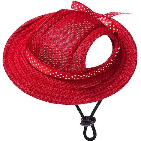 Sonnenschutzkappe für Hunde, atmungsaktives Netzgewebe mit Ohrenlöchern, Baseball-Stil, mit verstellbarem Nackenband – Größe S – Rot