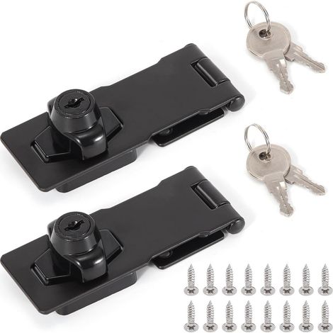 Loquet de sécurité avec serrure - Serrure de porte et d'armoire en acier inoxydable de 10 cm (1/5)
