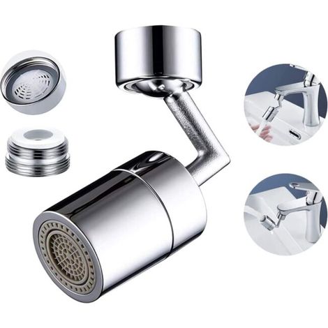 Embout filtre robinet universel - Argenté - Adulte - tête rotative 360° - 2 modes - Anti éclaboussure - Mousse (1/3)