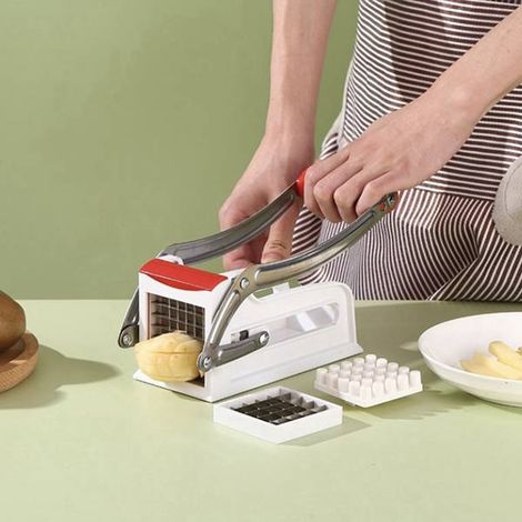 Available in one color only: see photo. Materials: plastic and metal. Stainless steel manual potato cutter. (1/5)