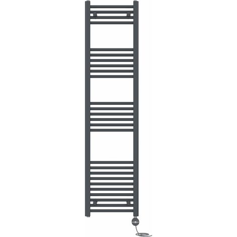 NRG Prefilled Thermostatic Electric Straight Heated Towel Rail Radiator 1600 X 400mm Anthracite (1/5)