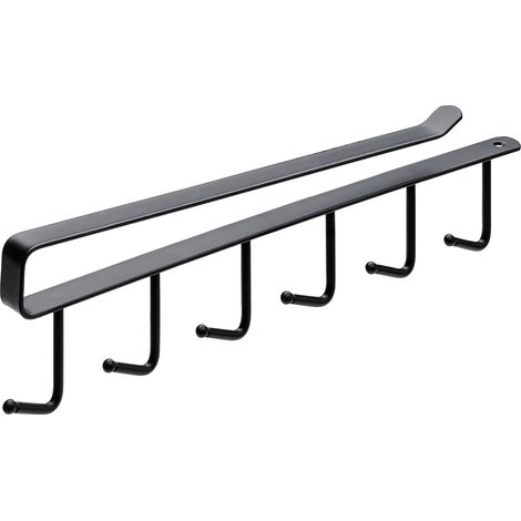 Hettich Garderobenleiste 6 Haken Stahl 26,5 x 7,2 x 1,5 cm schwarz Garderobenhaken