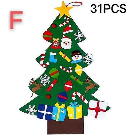 Sapin de Noël en feutrine pour enfants, bricolage, Père Noël, sapin, cadeau, décoration de Noël, sapin de Noël, bonne année, style sapin de Noël (1/5)