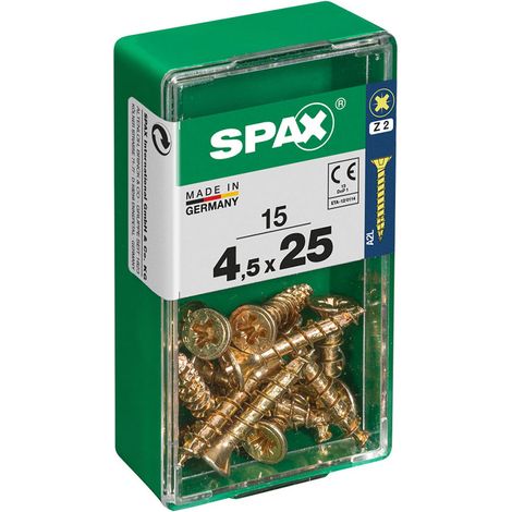 Boîte 15 Unités. Vis A Bois Spax Cab. Plat Yellox 4.5x25mm Spax (1/2)