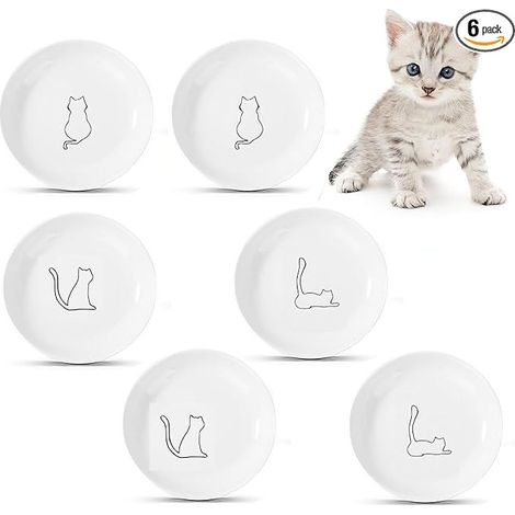 Gamelle Chat Ceramique Base Silicone Antidérapante Gamelles Plate Chats Chien Anti-Fatigue Moustaches Bol Chatons Gamelle Plates Chiots Plate Chiot Conserver Nourriture Eau (1/2)