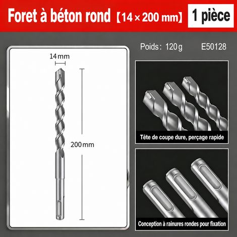 Foret pour béton à queue ronde 14 × 200 mm 14 200mm 200 e50128 18 × 15 × 2 cm 120 g – Livraison gratuite