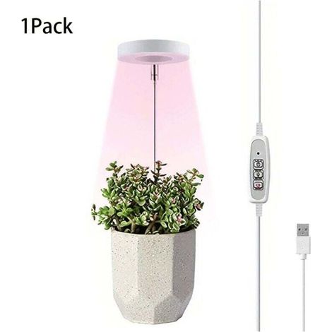 Crezuo Vollspektrum-LED-Innenlampe, Vollspektrumlampe mit Schalter und USB-Ladeanschluss für Garten und Gewächshaus