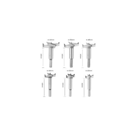 Litzee – Set di 6 punte Forstner per legno – Acciaio ad alto tenore di carbonio – Diametri 30/35/40/45/50/60 mm – Per forature precise di legno e plastica - Crezuo