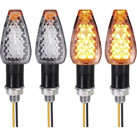 4 Pièces Clignotants Moto LED 14LED, Indicateurs Mini Moto 12V, Clignotants Étanches, Indicateur de Direction Universel pour MotoScooter, Quad, Cruiser, Off-Road, Voitures à Pédales (1/5)