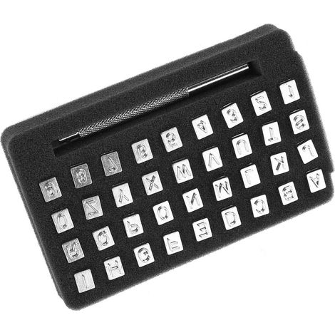 36 pièces poinçons en acier pour marquage cuir, lettres et chiffres 6mm, kit outil gravure DIY (1/5)