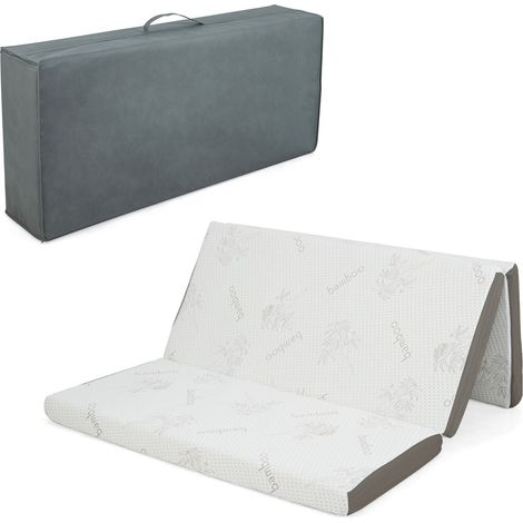 COSTWAY King 10 cm Folding Gel-Infused Tri-fold Mattress Topper Cool Gel Memory Foam (1/5)