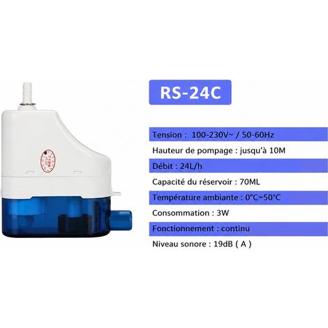 Pompe de relevage automatique de condensats RS-24C 24L/H pour climatiseur 1-3P rs-24c 24l 1 × 1 × 1 cm 400 g – Livraison gratuite