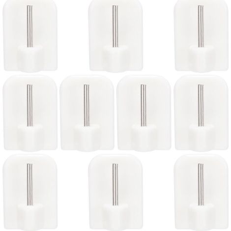 10Pcs Crochets Autocollants, Crochets Adhésifs, Supports pour Tringles, Tringle sans Percage Crochets Autocollants pour Barres de Rideaux