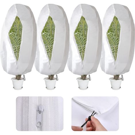 4 Pièces Voile d Hivernage, Housse d'hivernage, Voile Hivernage Plante, avec Cordon de Serrage Voile d'hivernage, Peut être Froid, Résistant aux Intempéries, Chaud, Réutilisable 120 x 80cm (1/5)