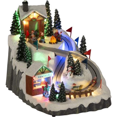 Konstsmide LED-Szenerie Rodelbahn und Weihnachtsmusik batteriebetrieben mit Timer 26 x 36 cm bunt (1/3)