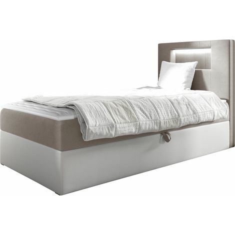 Lit boxspring Lucus V, Soft 017 + Fresh 1, Continental, Unique, 80x200, Tissu, Faux cuir, Disponible, 82x212x104cm, LED: Disponible (1/5)