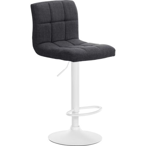 Sgabello da bar in stile contemporaneo x1 in tessuto trapuntato grigio scuro con struttura in metallo bianco 100005785