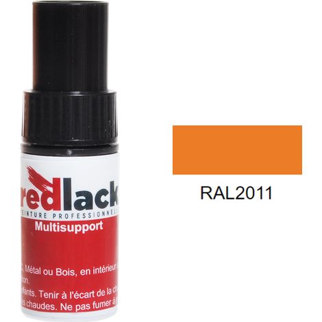 Retuschefläschchen mit Pinsel 9ml – RAL 2011 - Seidenmatt - Dunkelorange - für verschiedene Oberflächen - Redlack