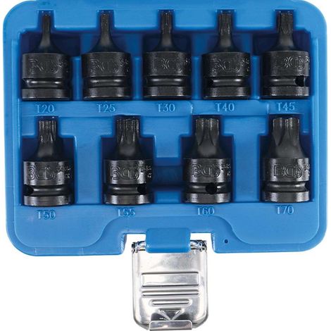 BGS Kraft-Bit-Einsatz-Satz Antrieb Innenvierkant 12,5 mm (1/2") T-Profil (für Torx) T20 - T70 9tlg. - 5486 (1/3)
