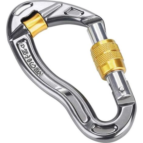 Mousqueton à Verrouillage Crochet de Mousqueton à Verrouillage à Vis 25kn Twist Lock et Heavy Duty pour l'escalade en Rappel L'alpinisme Jaune (1/5)