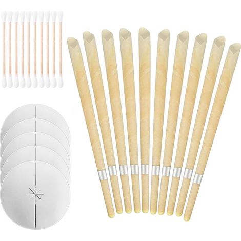Ensemble d'outils de nettoyage d'oreille avec 10 bougies auriculaires, 5 pièces supplémentaires et 10 cotons-tiges pour un retrait sécurisé du cérumen (1/5)