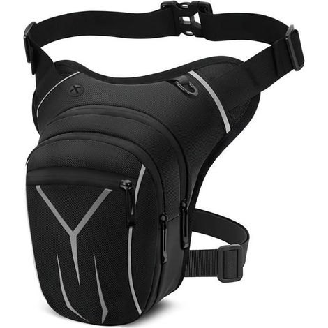 Sacoche de Jambe Moto - SIKSOG - Extensible - Tactique - Noir - Pour Homme et Femme (1/5)